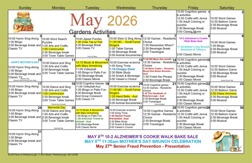 May Calendar of Events - Gardens